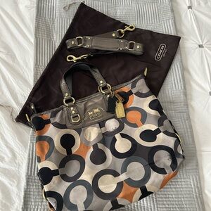 Coach Black and Orange Signature Shoulder Bag